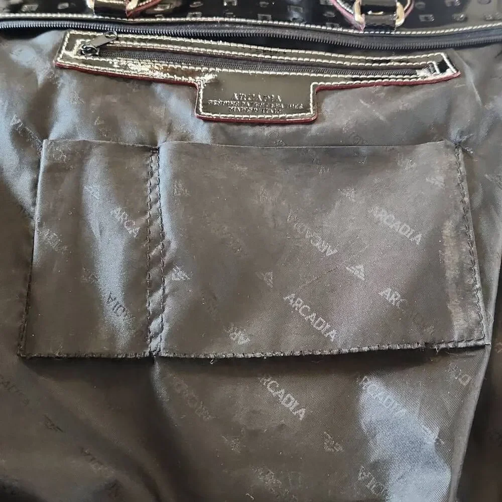 Arcadia Patent Leather Monogram Satchel
